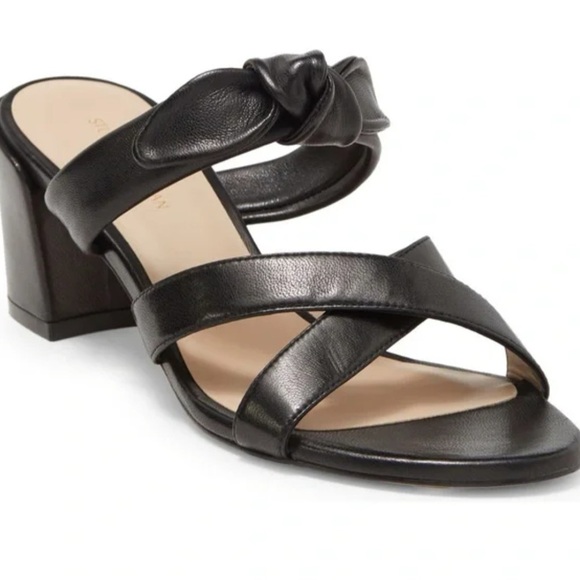 Stuart Weitzman Bandeau Black Leather Slide Sandal Women’s Size 11.5 - Picture 1 of 14